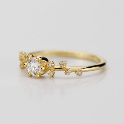 Star Inspired engagement ring, Big Dipper Celestial Engagement Ring, 18K Gold Ring with Natural Diamond, Ursa Major Constellation Design,