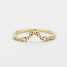 Load image into Gallery viewer, Vintage Marquise Moissanite Engagement Ring and V-Shaped Diamond Wedding Band Set | 18k Yellow Gold | Antique-Inspired Bridal Ring Set