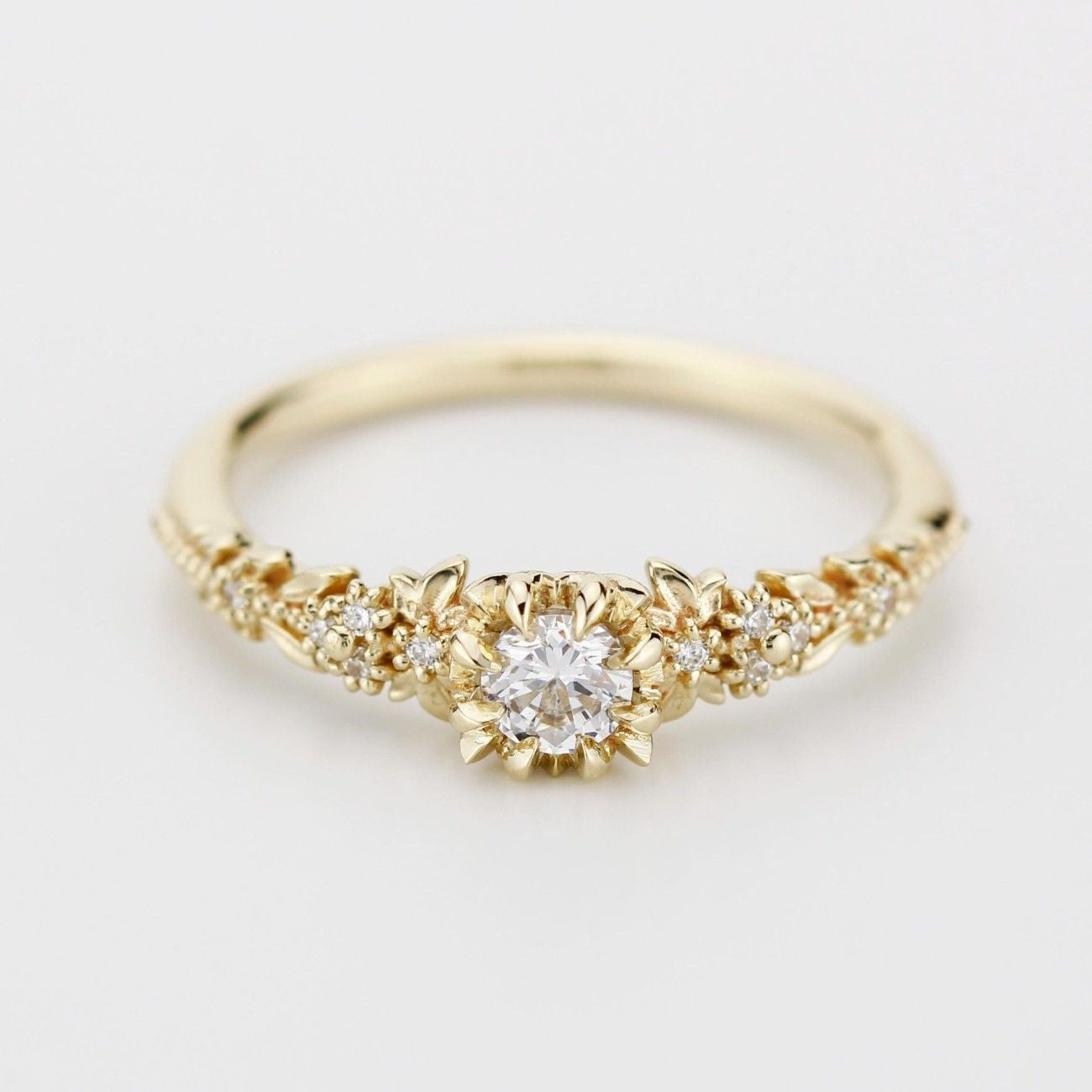 Awen Ring - 18k Gold Floral Engagement Ring (0.25ct)