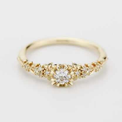 Awen Ring - 18k Gold Floral Engagement Ring (0.25ct)