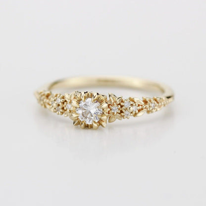 Awen Ring - 18k Gold Floral Engagement Ring (0.25ct)