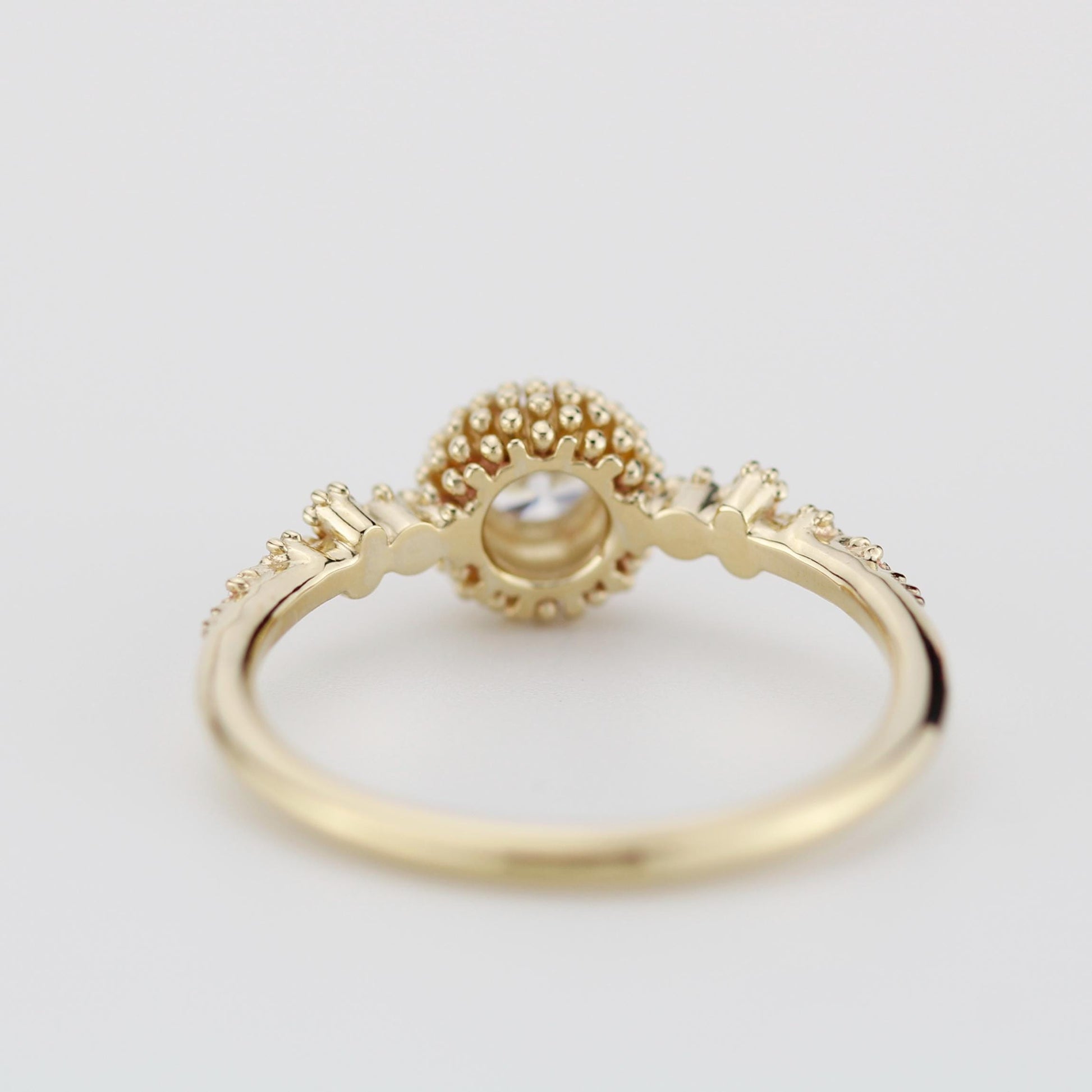 Cluster diamond engagement ring, beaded diamond ring in 18k solid gold, Sea Urchin & Coral Inspired Diamond Ring
