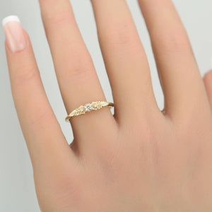 Vintage-Inspired Handmade 18k Gold Diamond Ring | Unique Anniversary Gift with Scrolls and Leaves | Custom Engagement Jewelry