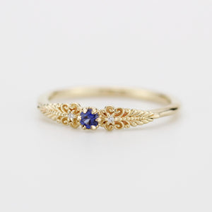 Vintage-Inspired Blue Sapphire and Diamond Ring in 18k solid Gold