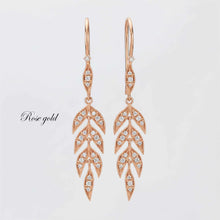 Load image into Gallery viewer, 18K Gold Leaf Dangle Earrings, Nature Bride Gift Wife, Birthday Gift