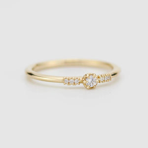 Delicate Diamond ring, Solid Gold Stacking Band, Minimalist Promise Jewelry, Thin Anniversary Gift for Her
