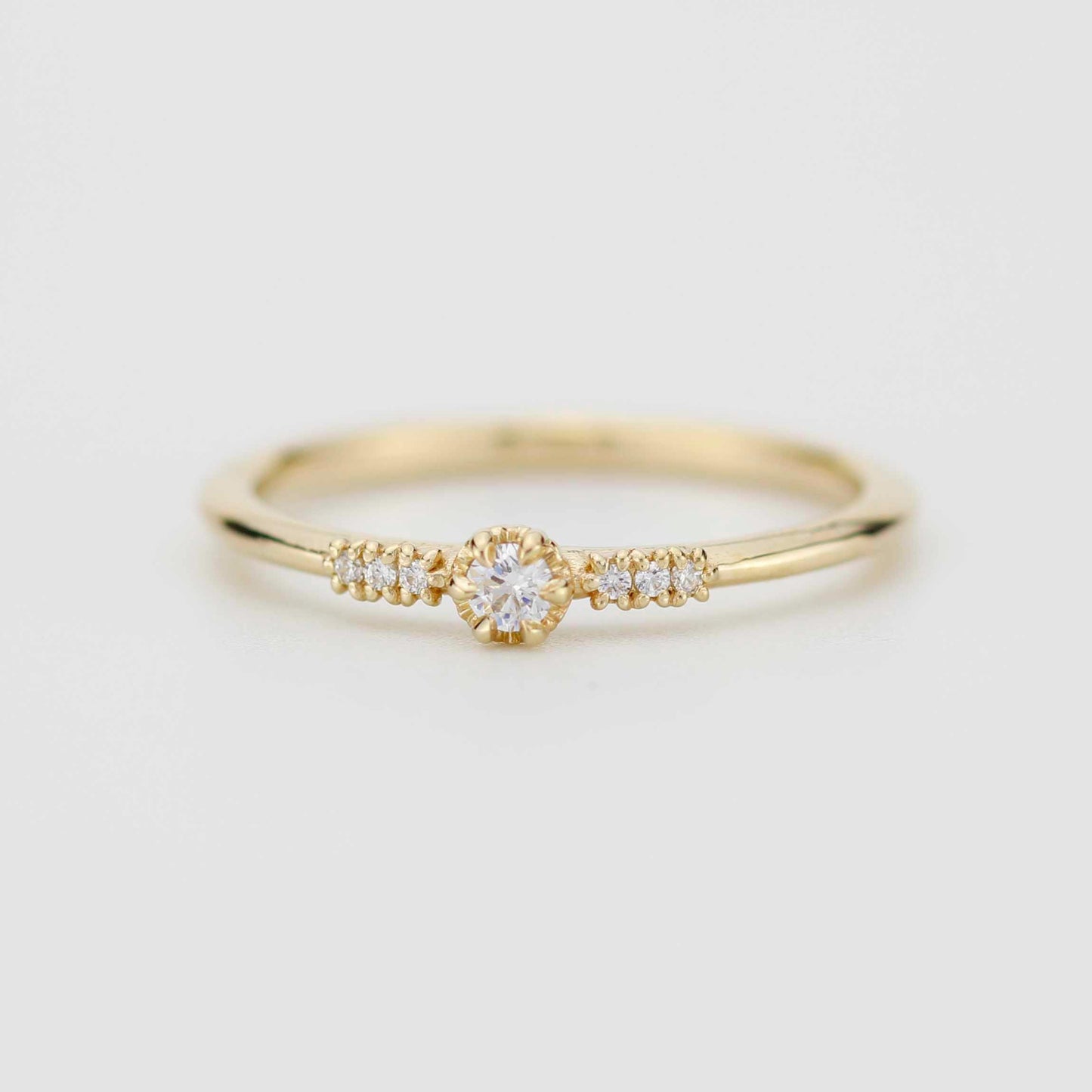 Delicate Diamond ring, Solid Gold Stacking Band, Minimalist Promise Jewelry, Thin Anniversary Gift for Her
