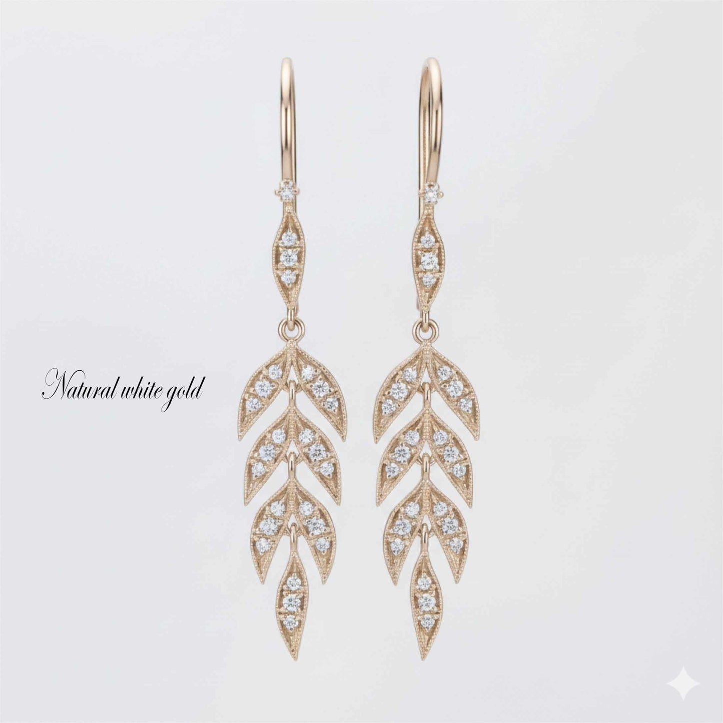 18K Gold Leaf Dangle Earrings, Nature Bride Gift Wife, Birthday Gift