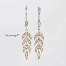 Load image into Gallery viewer, 18K Gold Leaf Dangle Earrings, Nature Bride Gift Wife, Birthday Gift