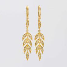 Load image into Gallery viewer, 18K Gold Leaf Dangle Earrings, Nature Bride Gift Wife, Birthday Gift
