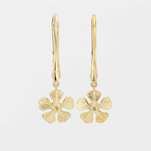 Load image into Gallery viewer, Handmade 18K Gold Flower Dangle Earrings with Natural Emerald | Fine Drop Jewelry for Women