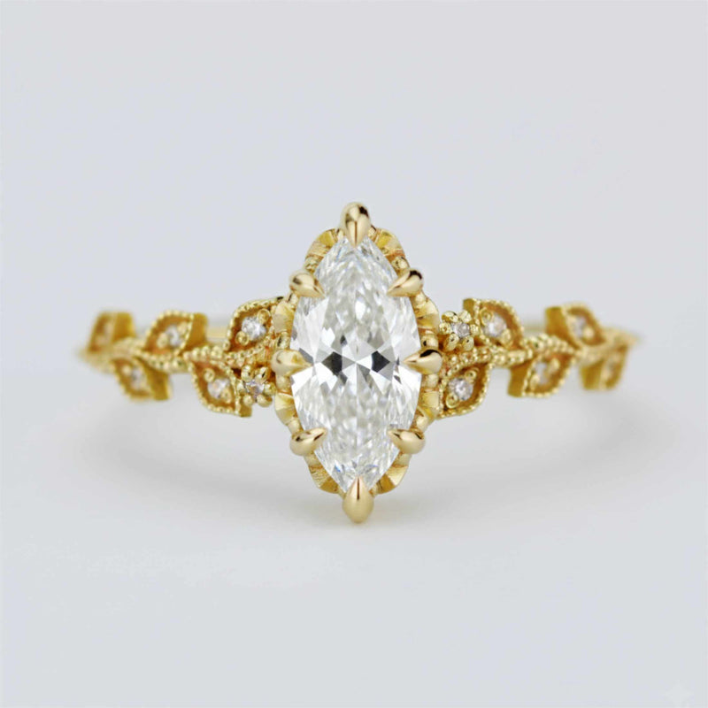 Marquise moissanite leaf ring, from the moissanite collection