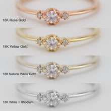 Load image into Gallery viewer, Three stones diamond engagement ring | three stone unique engagement ring | delicate engagement ring R 319WD