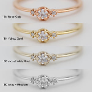 Three stones diamond engagement ring | three stone unique engagement ring | delicate engagement ring R 319WD
