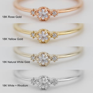 Three stones diamond engagement ring | three stone unique engagement ring | delicate engagement ring R 319WD
