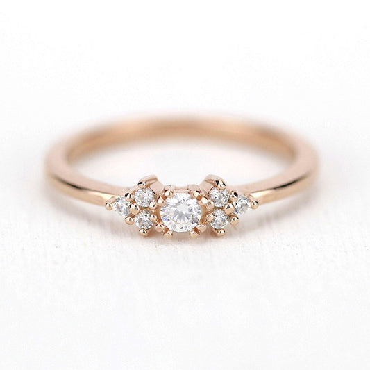 cluster engagement ring round rose gold - NOOI JEWELRY