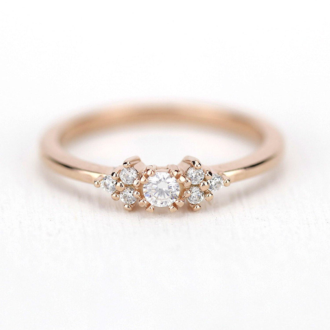 cluster engagement ring round rose gold - NOOI JEWELRY
