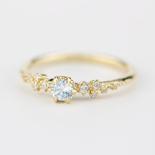 Aquamarine and diamond engagement ring simple, engagement rings simple minimalist | R295AQ