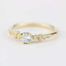 Load image into Gallery viewer, Aquamarine and diamond engagement ring simple, engagement rings simple minimalist | R295AQ