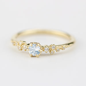 Aquamarine and diamond engagement ring simple, engagement rings simple minimalist | R295AQ