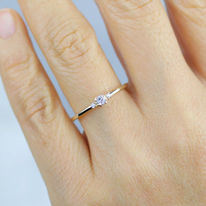 Three stone engagement rings round | simple and delicate diamond engagement ring - NOOI JEWELRY