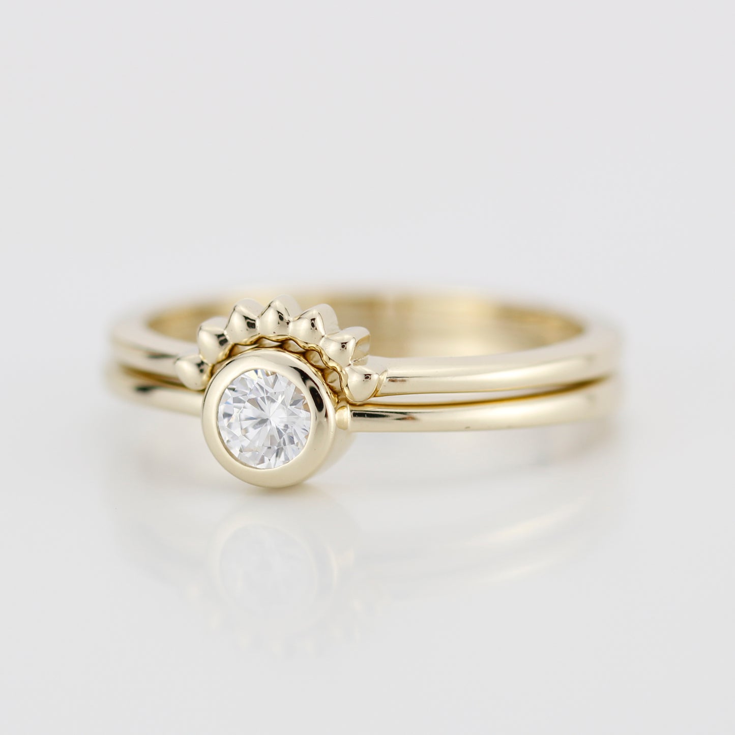 Diamond ring, Engagement Ring, Curved Ring, Gold Ring, Promise Ring, Wedding Band, wedding Set, Solitaire, Stackable Rings R152W R 158W - NOOI JEWELRY