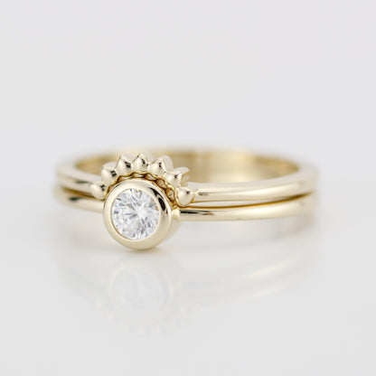 Diamond ring, Engagement Ring, Curved Ring, Gold Ring, Promise Ring, Wedding Band, wedding Set, Solitaire, Stackable Rings R152W R 158W - NOOI JEWELRY