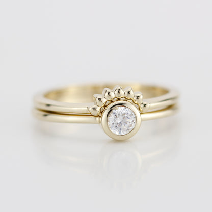 Diamond ring, Engagement Ring, Curved Ring, Gold Ring, Promise Ring, Wedding Band, wedding Set, Solitaire, Stackable Rings R152W R 158W - NOOI JEWELRY