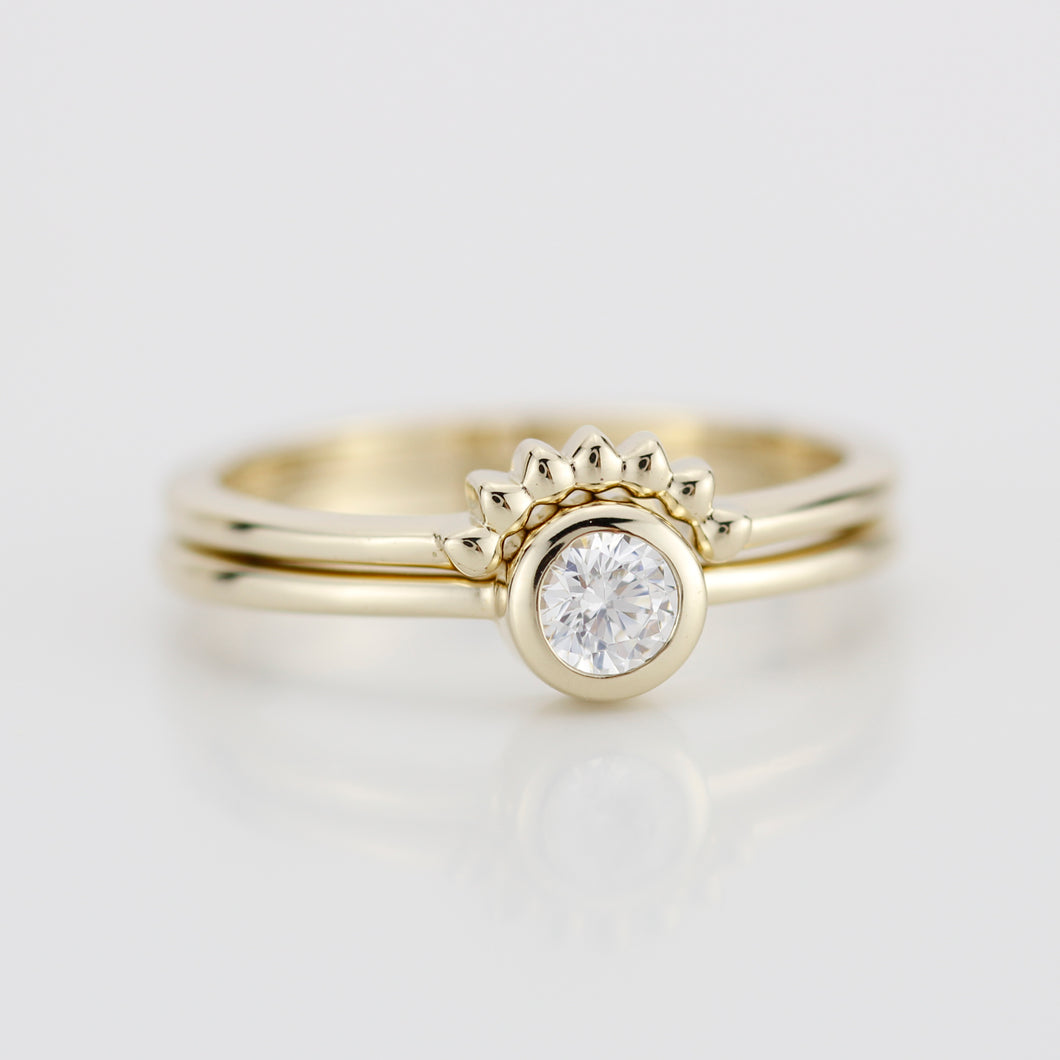 Diamond ring, Engagement Ring, Curved Ring, Gold Ring, Promise Ring, Wedding Band, wedding Set, Solitaire, Stackable Rings R152W R 158W - NOOI JEWELRY