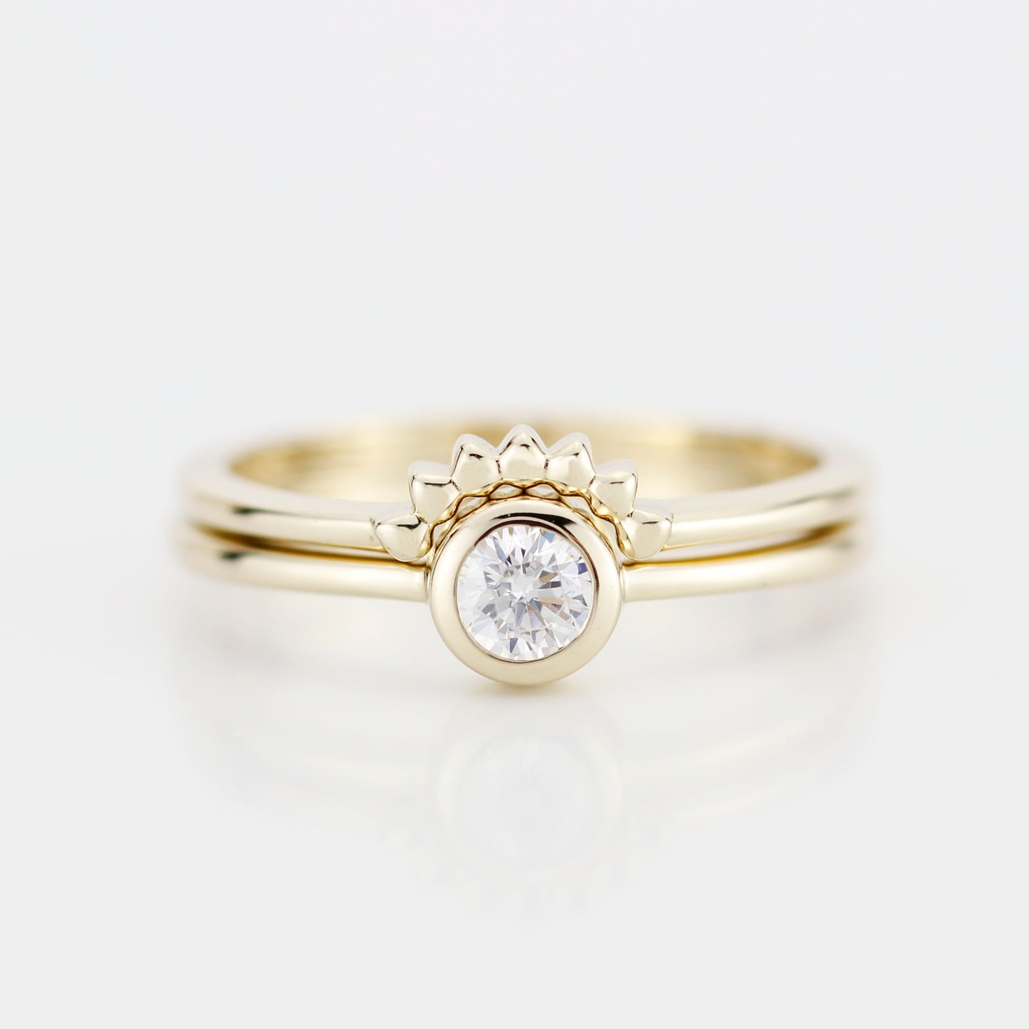 Diamond ring, Engagement Ring, Curved Ring, Gold Ring, Promise Ring, Wedding Band, wedding Set, Solitaire, Stackable Rings R152W R 158W - NOOI JEWELRY
