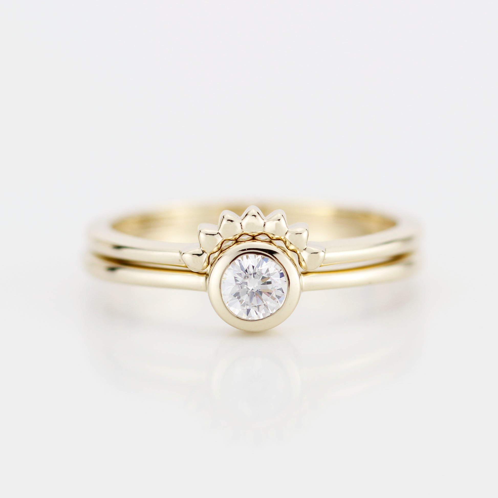 Diamond ring, Engagement Ring, Curved Ring, Gold Ring, Promise Ring, Wedding Band, wedding Set, Solitaire, Stackable Rings R152W R 158W - NOOI JEWELRY