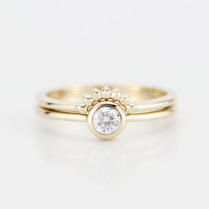 Diamond ring, Engagement Ring, Curved Ring, Gold Ring, Promise Ring, Wedding Band, wedding Set, Solitaire, Stackable Rings R152W R 158W - NOOI JEWELRY