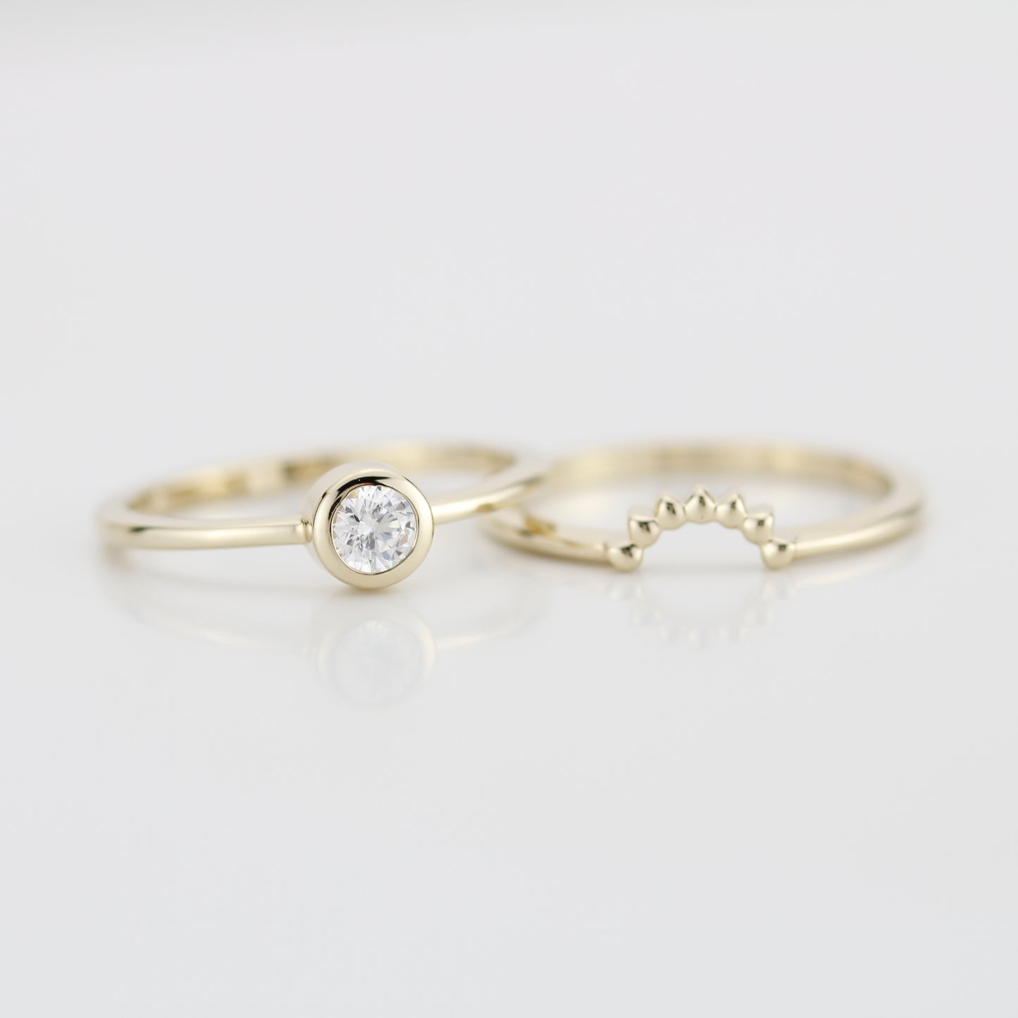 Diamond ring, Engagement Ring, Curved Ring, Gold Ring, Promise Ring, Wedding Band, wedding Set, Solitaire, Stackable Rings R152W R 158W - NOOI JEWELRY