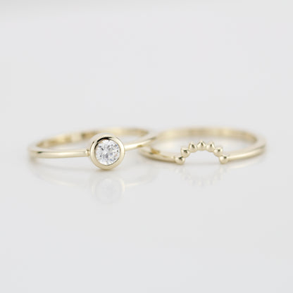 Diamond ring, Engagement Ring, Curved Ring, Gold Ring, Promise Ring, Wedding Band, wedding Set, Solitaire, Stackable Rings R152W R 158W - NOOI JEWELRY