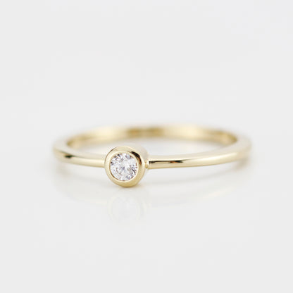 Round bezel set engagement ring | 3mm  bezel set engagement ring round R149 - NOOI JEWELRY