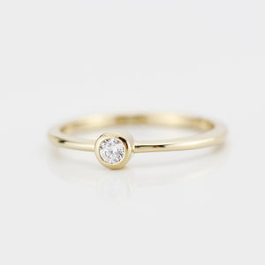 Round bezel set engagement ring | 3mm  bezel set engagement ring round R149 - NOOI JEWELRY