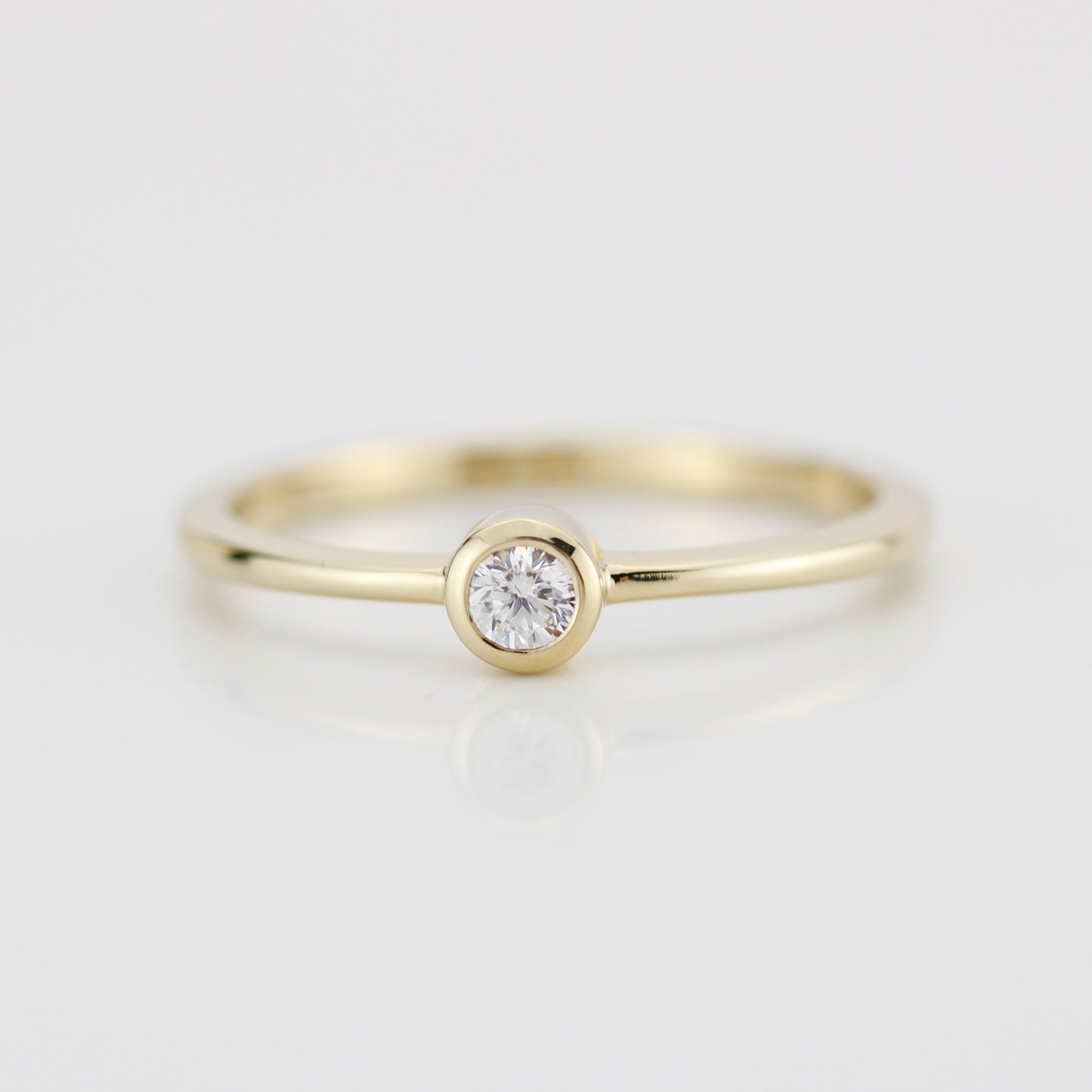 Round bezel set engagement ring | 3mm  bezel set engagement ring round R149 - NOOI JEWELRY