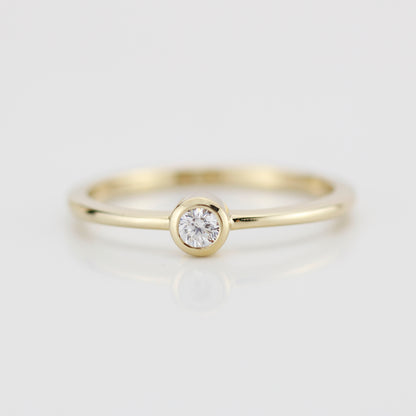 Round bezel set engagement ring | 3mm  bezel set engagement ring round R149 - NOOI JEWELRY