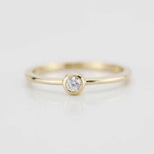 Round bezel set engagement ring | 3mm  bezel set engagement ring round R149 - NOOI JEWELRY