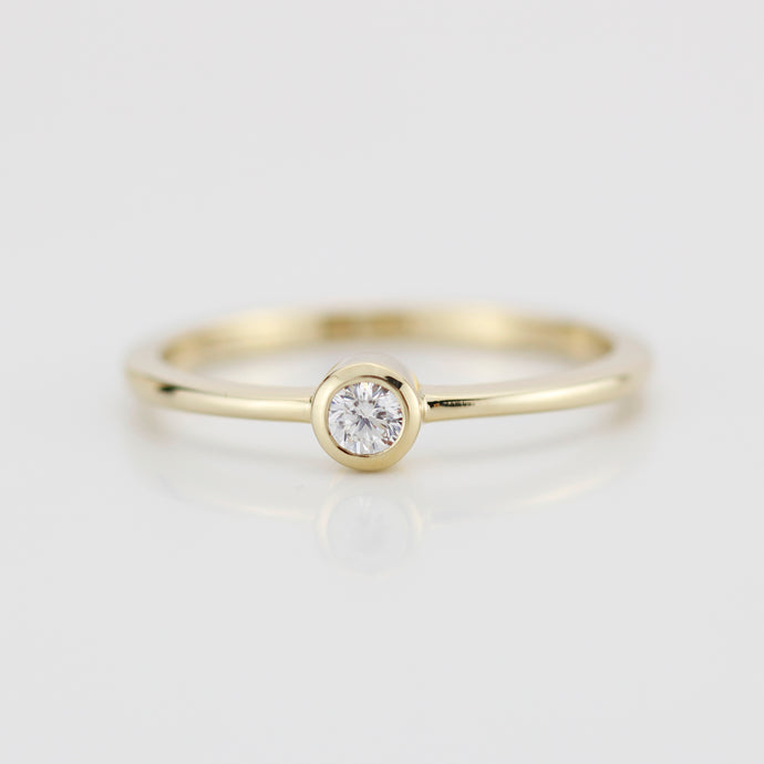 Round bezel set engagement ring | 3mm  bezel set engagement ring round R149 - NOOI JEWELRY