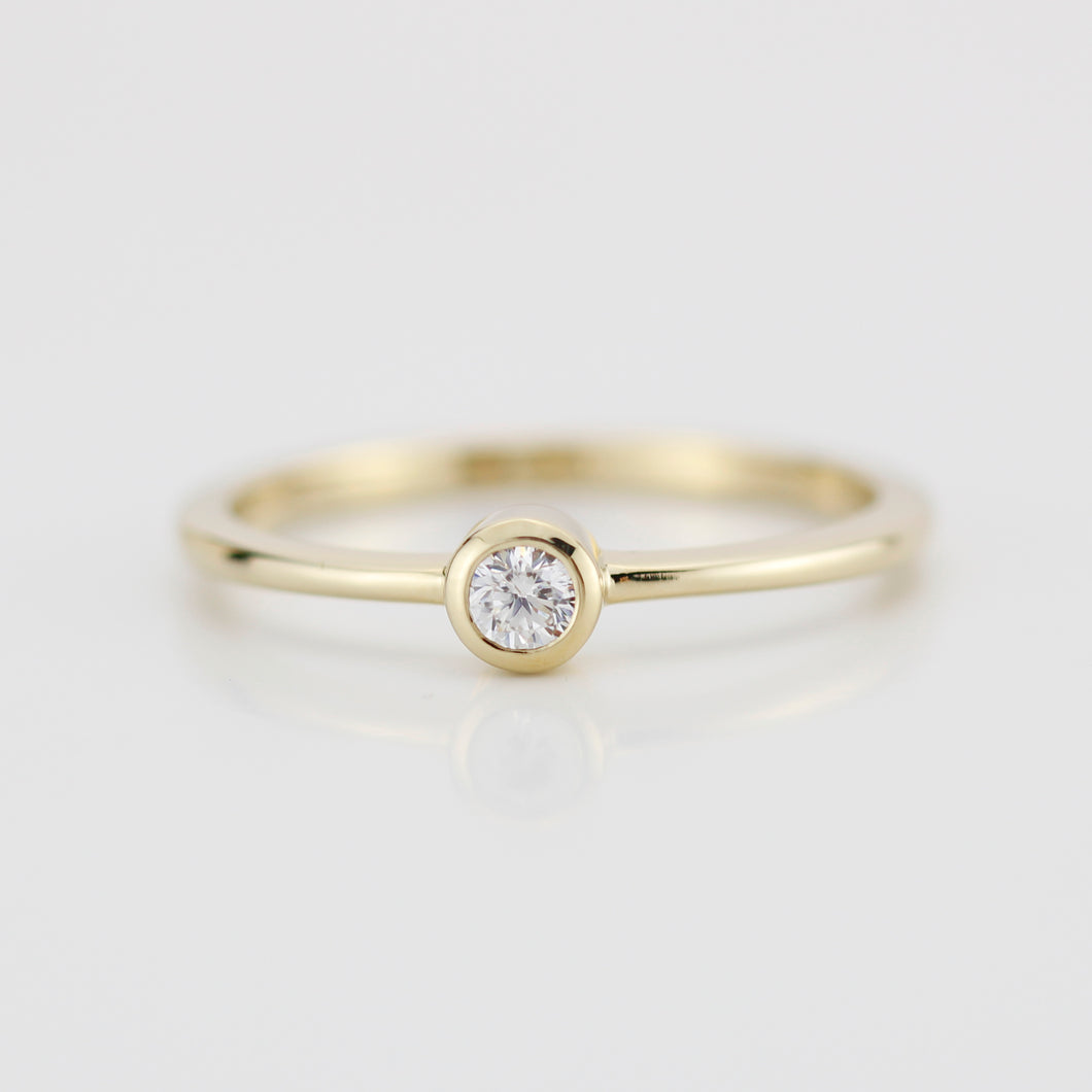 Round bezel set engagement ring | 3mm  bezel set engagement ring round R149 - NOOI JEWELRY