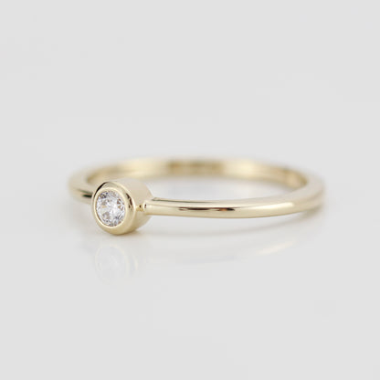 Round bezel set engagement ring | 3mm  bezel set engagement ring round R149 - NOOI JEWELRY