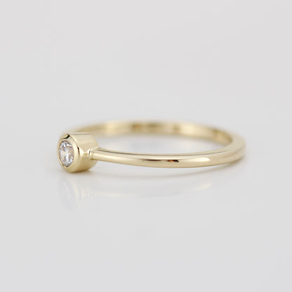 Round bezel set engagement ring | 3mm  bezel set engagement ring round R149 - NOOI JEWELRY