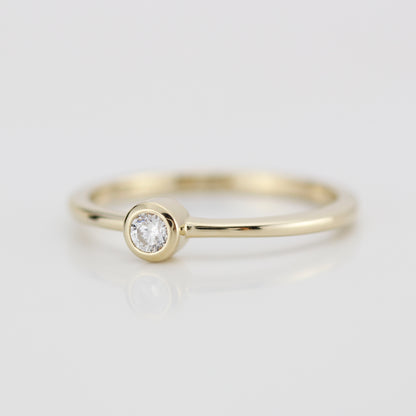 Round bezel set engagement ring | 3mm  bezel set engagement ring round R149 - NOOI JEWELRY