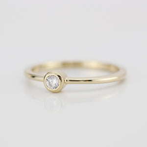 Round bezel set engagement ring | 3mm  bezel set engagement ring round R149 - NOOI JEWELRY