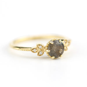 Labradorite and diamond engagement ring, labradorite and marquise setting cluster ring - NOOI JEWELRY