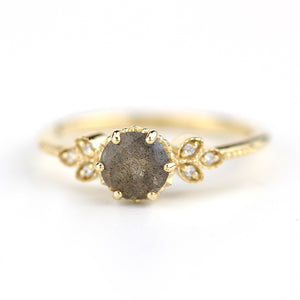 Labradorite and diamond engagement ring, labradorite and marquise setting cluster ring - NOOI JEWELRY