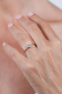 Round bezel set engagement ring | 3mm  bezel set engagement ring round R149 - NOOI JEWELRY