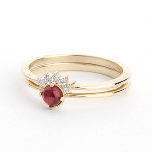 Engagement Ring, Curved Wedding Band, January Birthstone, Garnet Ring, Wedding Ring Set, Diamond Ring, Wedding Ring, Wedding Band, Diamond - NOOI JEWELRY