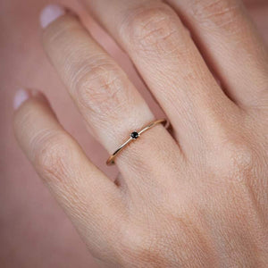 Black Diamond ring, Engagement Ring, Diamond Ring, Gold Ring, Promise Ring, Black Diamond Band, Unique Engagement Ring, Solitaire Ring - NOOI JEWELRY